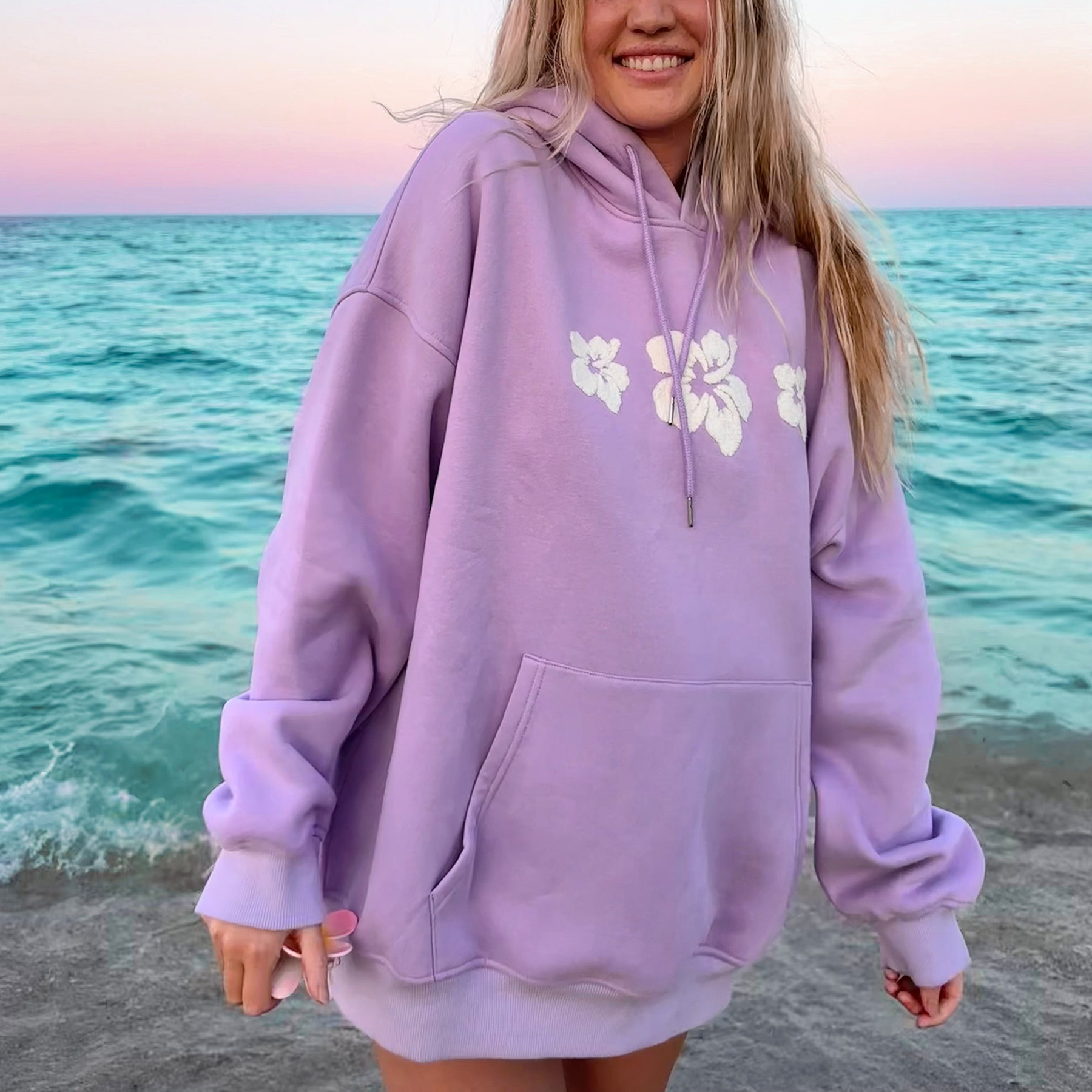 HIBISCUS FLOWER TOWEL EMBROIDER HOODIE